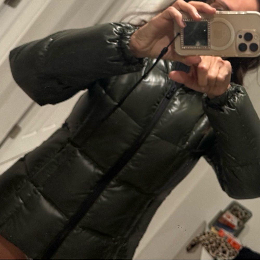 Black Quilted Puffer Jacket with High Collar